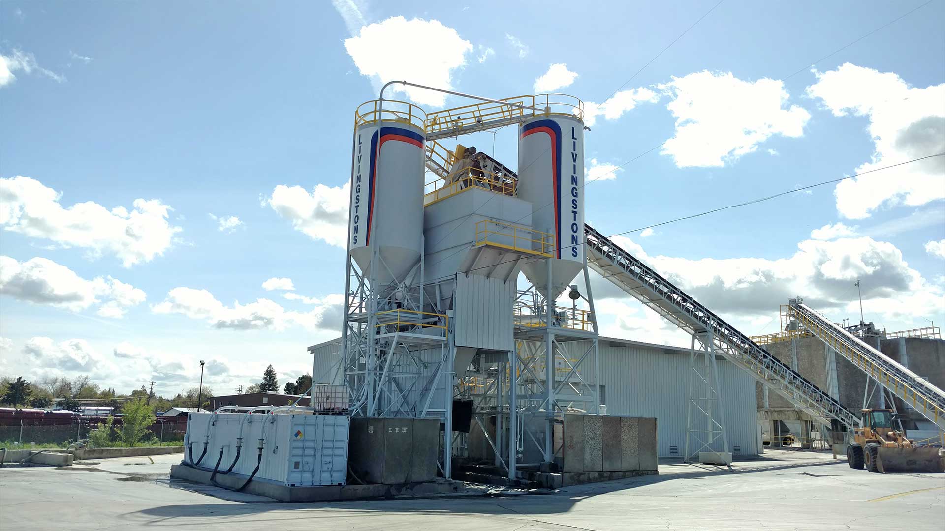 Livingston's batch plant with twin branded silos and conveyors