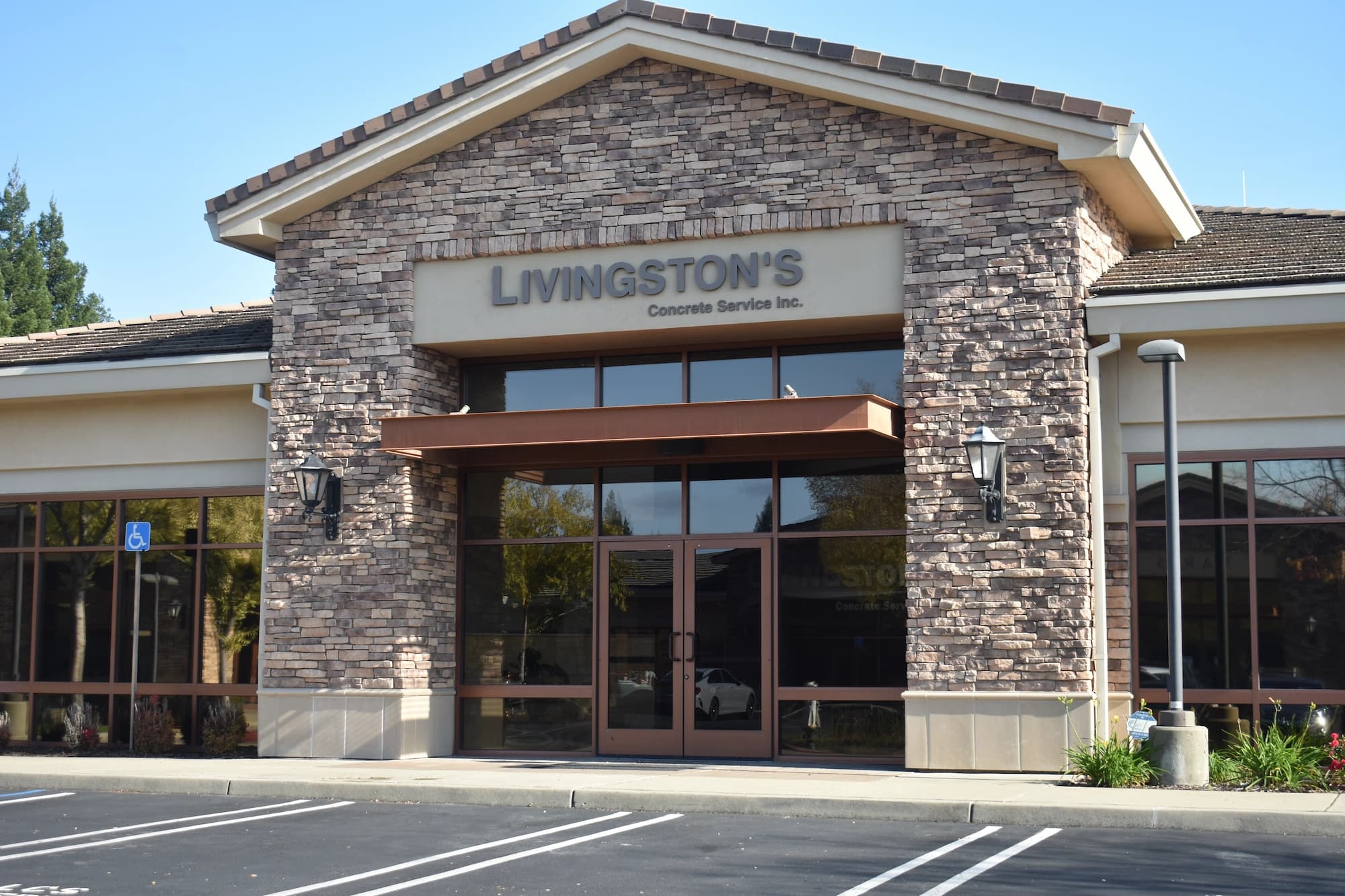 Livingston's Concrete Service corporate office entrance in Roseville, California